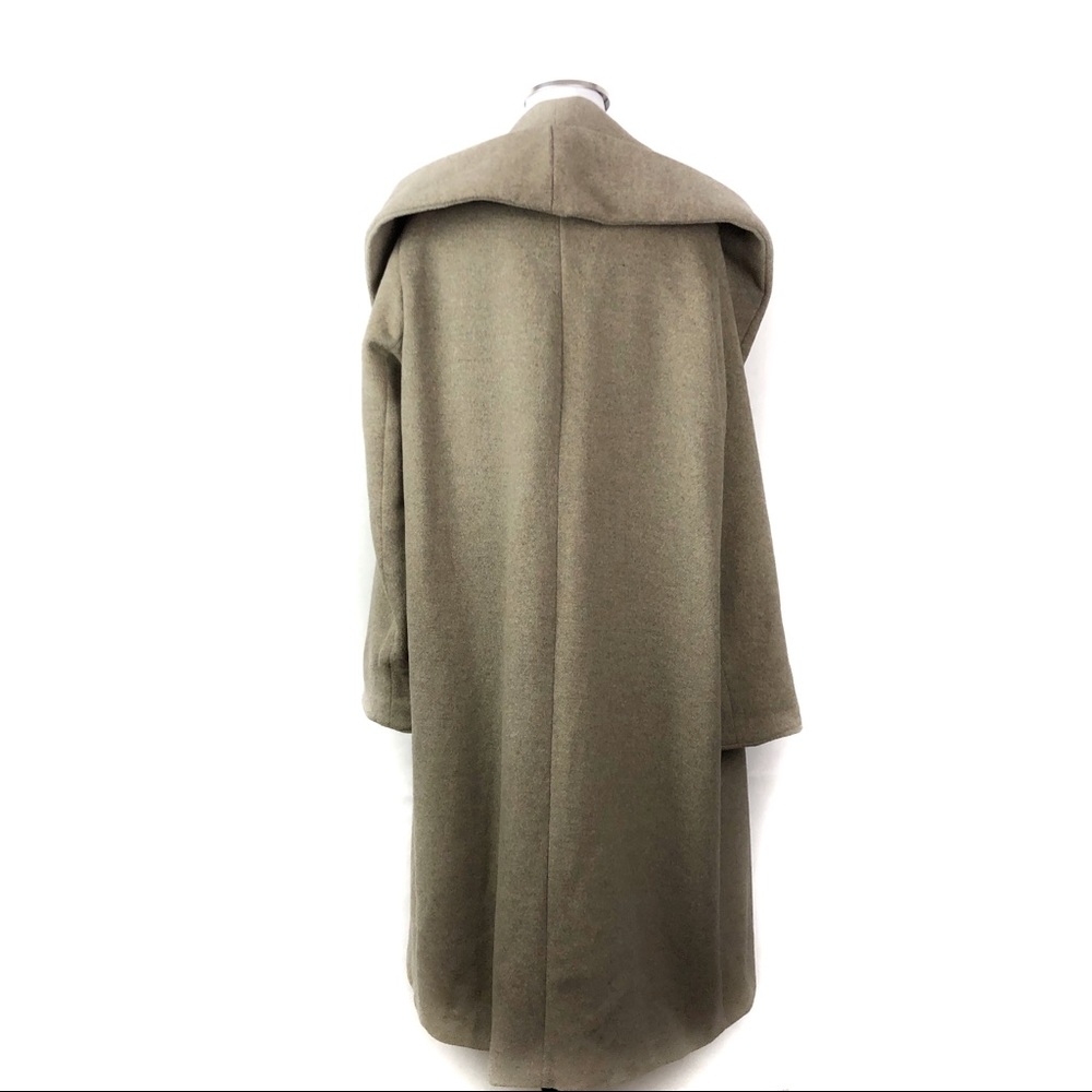Zara Basic Wool Blend Waterfall Trench Coat Gray - Picture 3 of 6